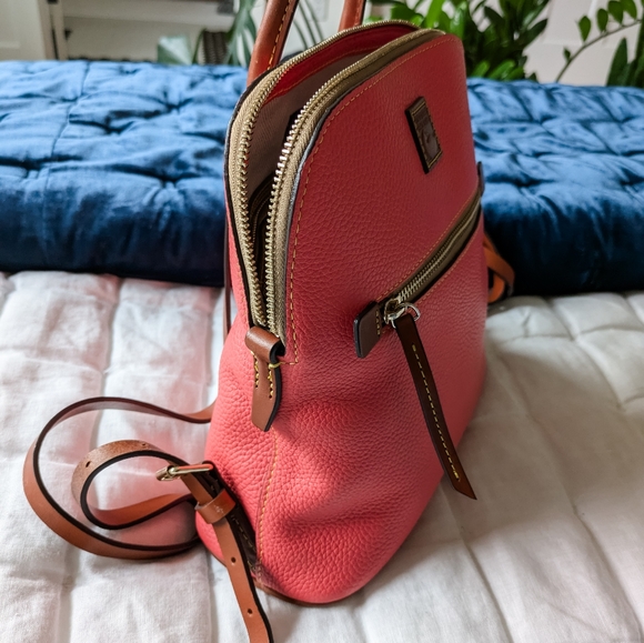 EUC Dooney & Bourke Pebble Grain Leather Backpack, Geranium Pink - Picture 15 of 16